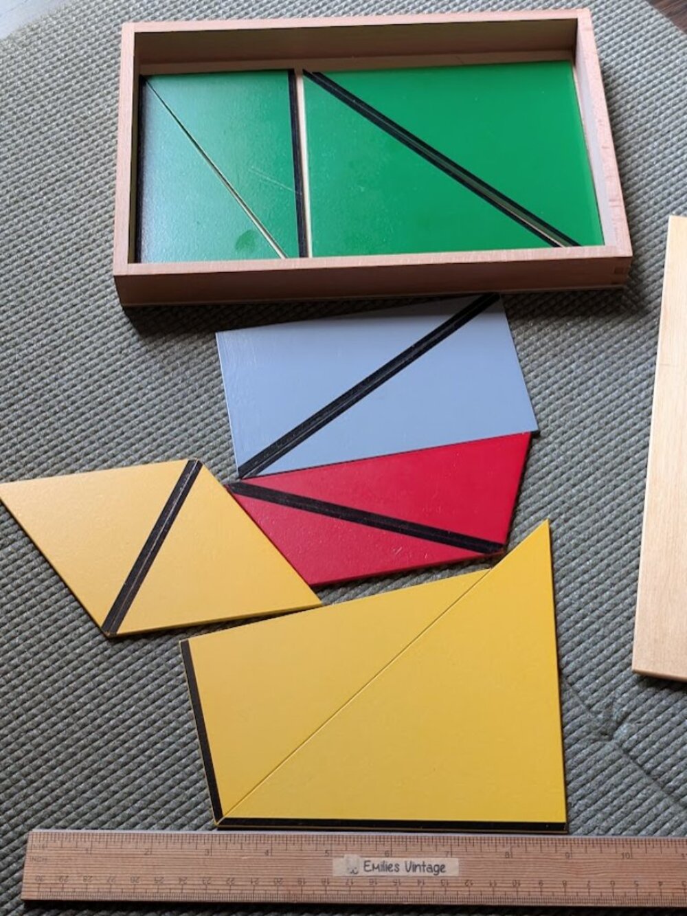 Montessori Toys Colorful Constructive Triangles with Box-Rectangular Box